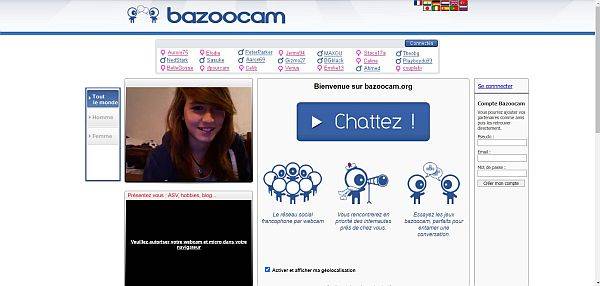 Bazoocam, site de chatroulette français